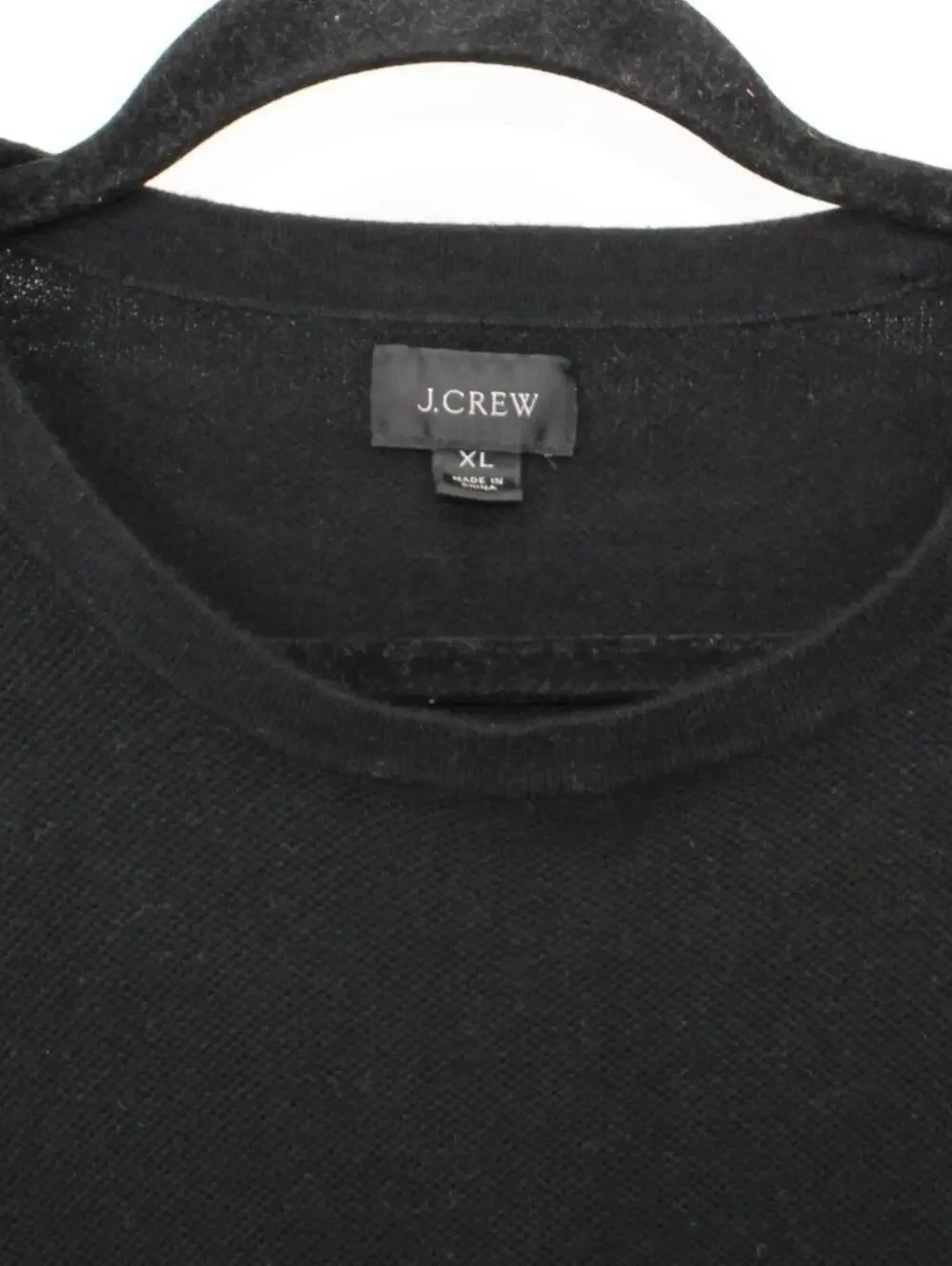 J.Crew XL Classic Black Cotton Cashmere Crewneck Textured Pullover Sweater